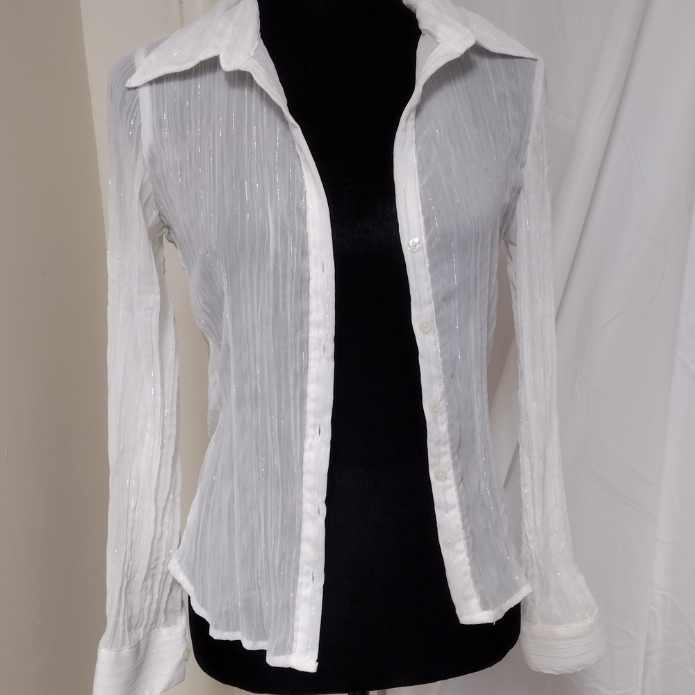 Chic White Sheer Button Down Shirt